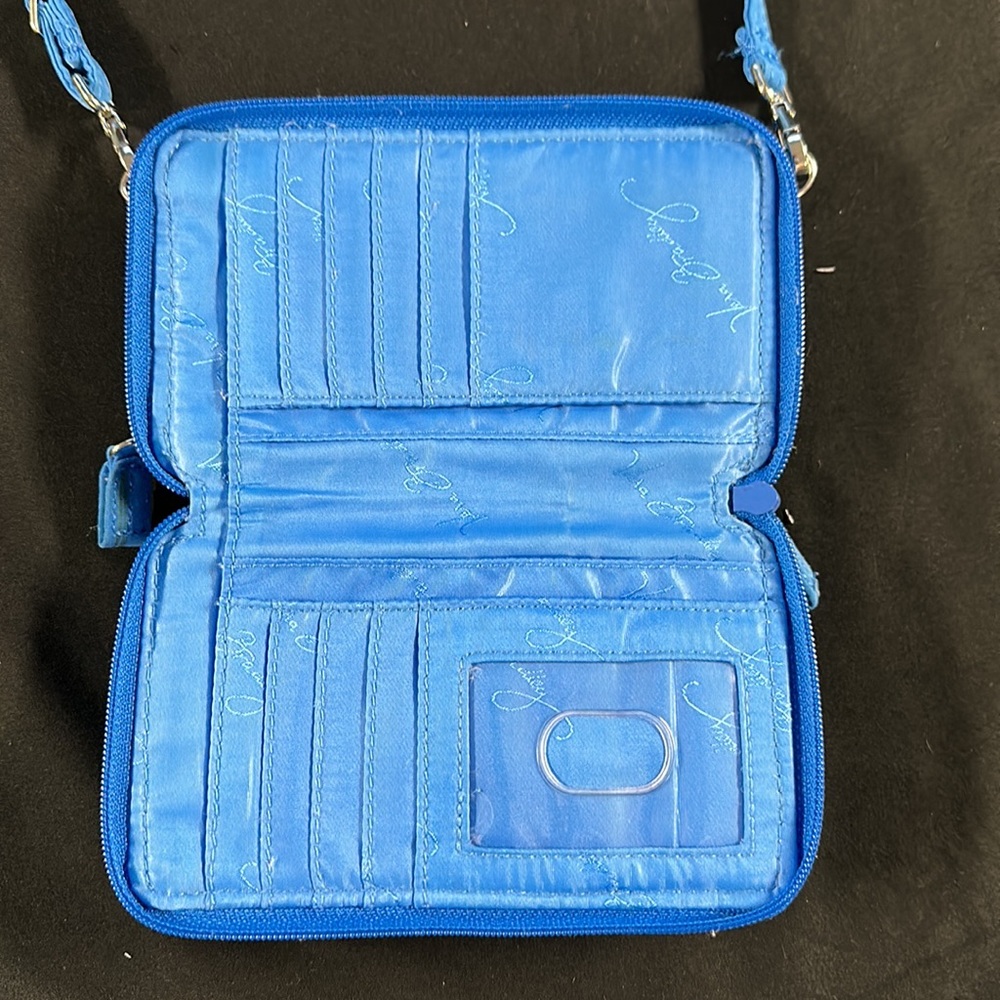 Light Blue Vera Bradley Wallet with adjustable strap - Picture 4 of 7